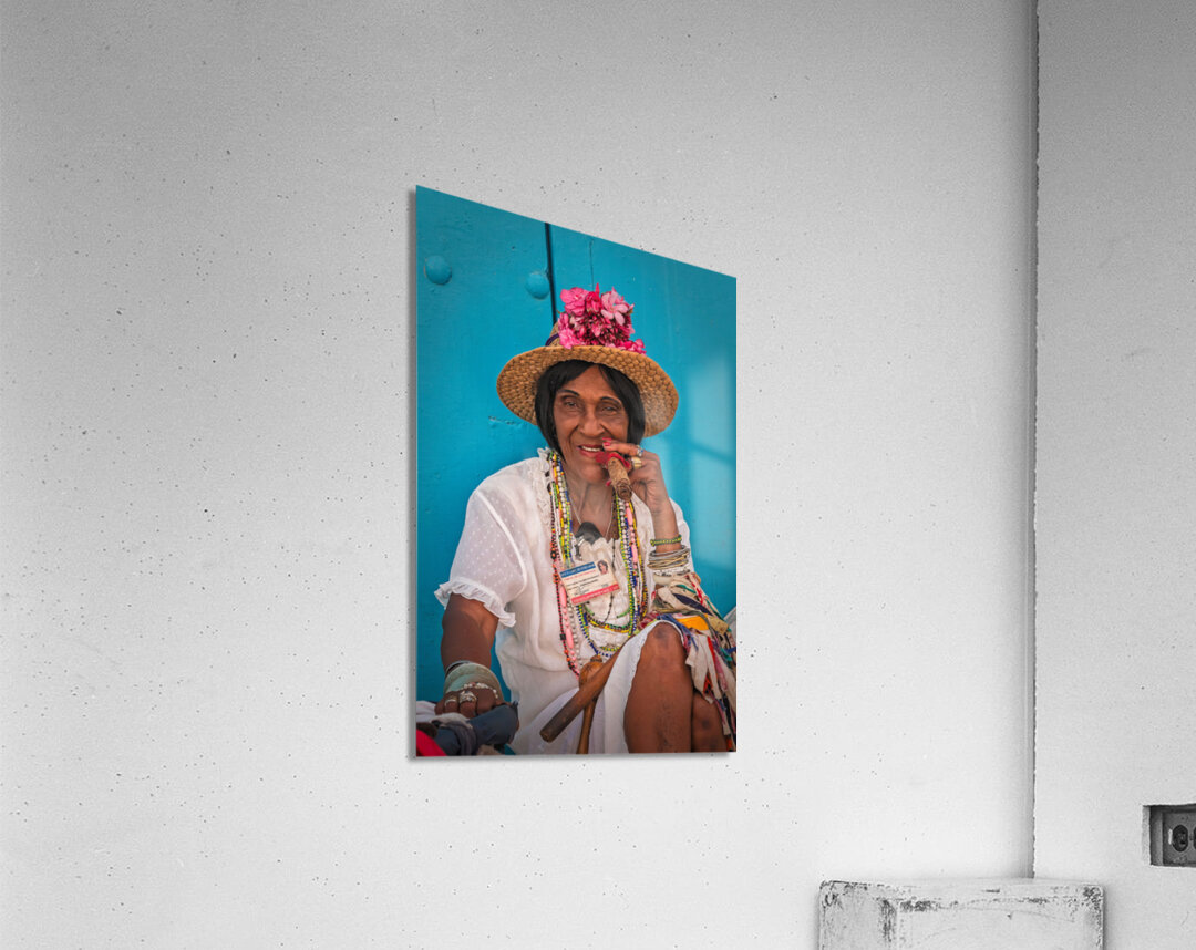 Lady in White With Cigar Acrylic Print