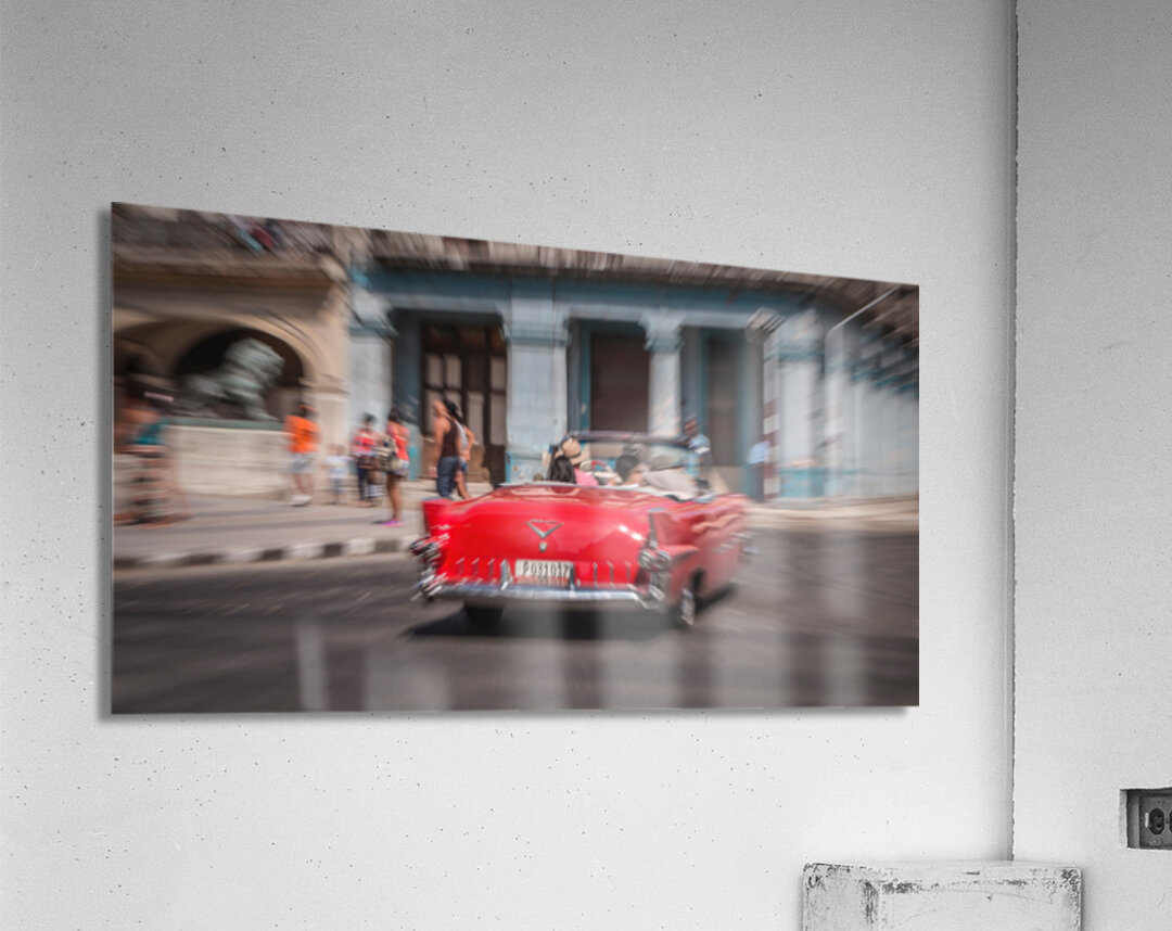 Red Classic Car in Motion Acrylic Print