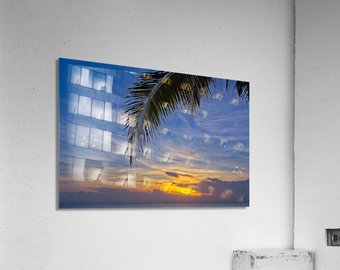 Palm-Framed Sunset Acrylic Print