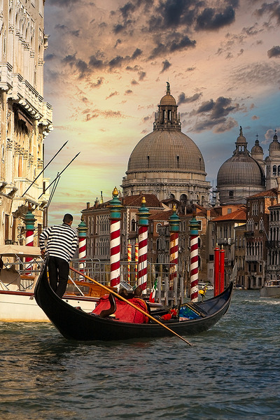 Golden Ride Through Venice Print