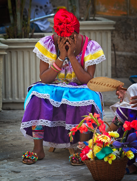 Woman in Colorful Traditional Dress Print