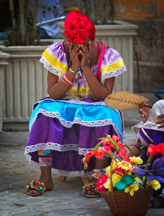 Woman in Colorful Traditional Dress  Print