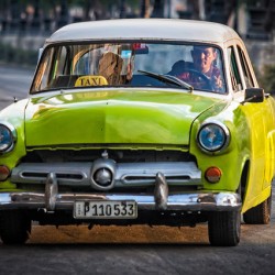 Lime-Green Vintage Taxi