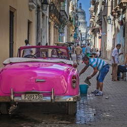 Washing the Pink Convertible