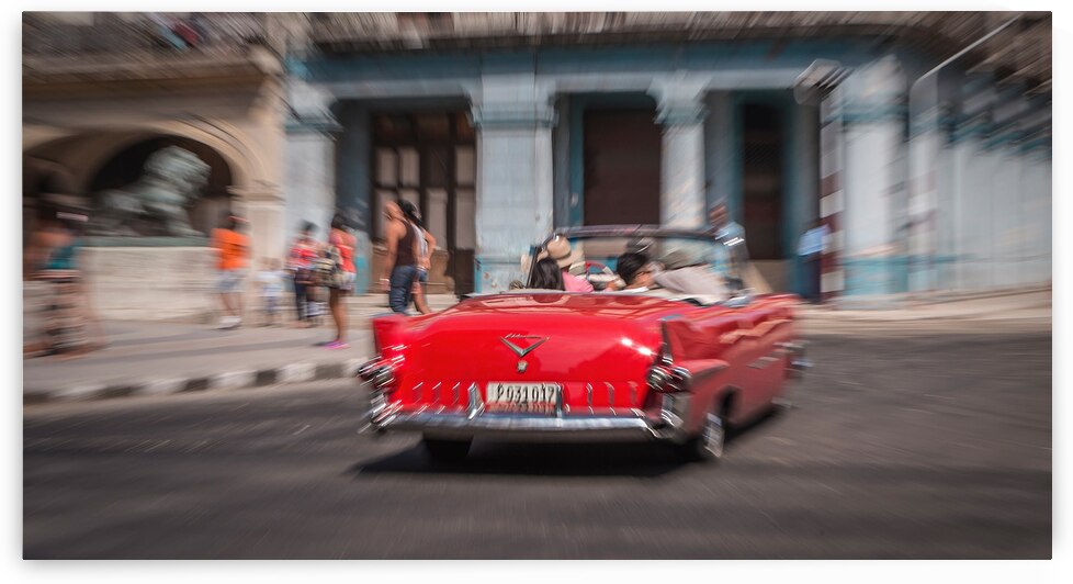Red Classic Car in Motion by Chirag Pandya