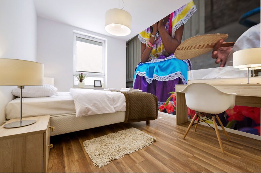 Woman in Colorful Traditional Dress Mural print