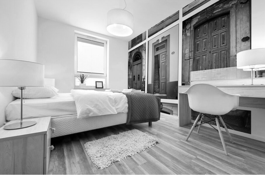 Doors in Black and White Mural print