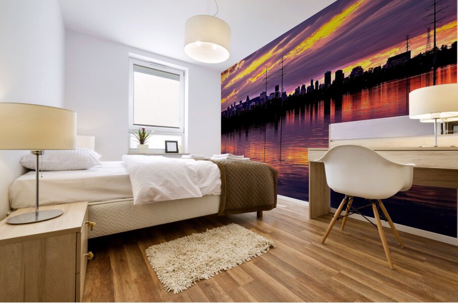 City of Fire & Gold Mural print