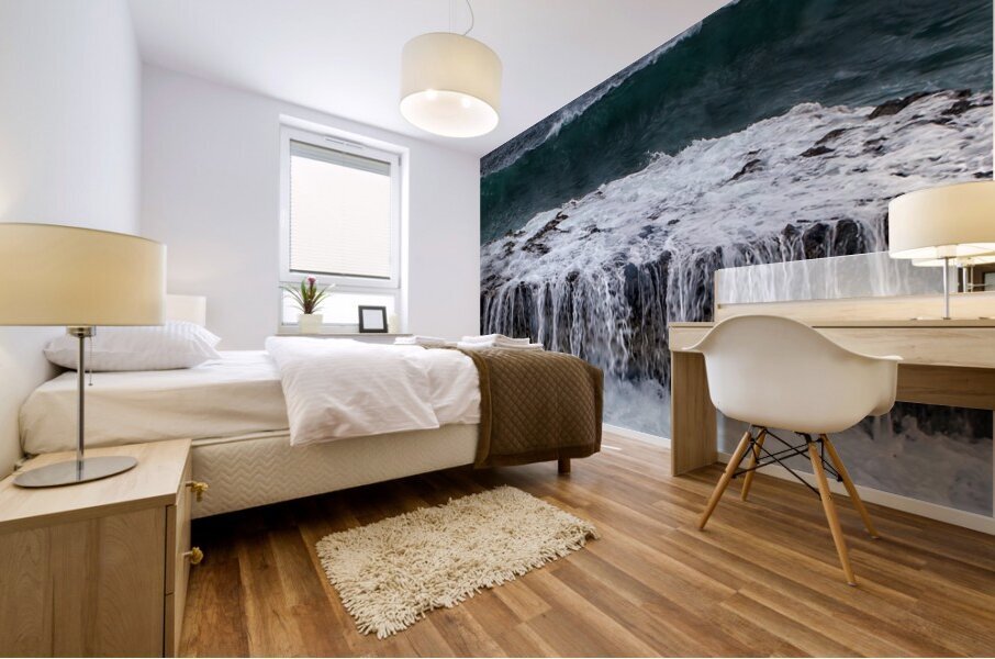 Ocean Wave Over Rock Shelf Mural print