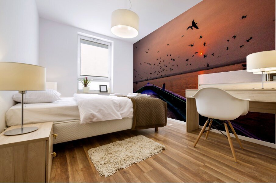 Dawn Flight Over Still Waters Mural print