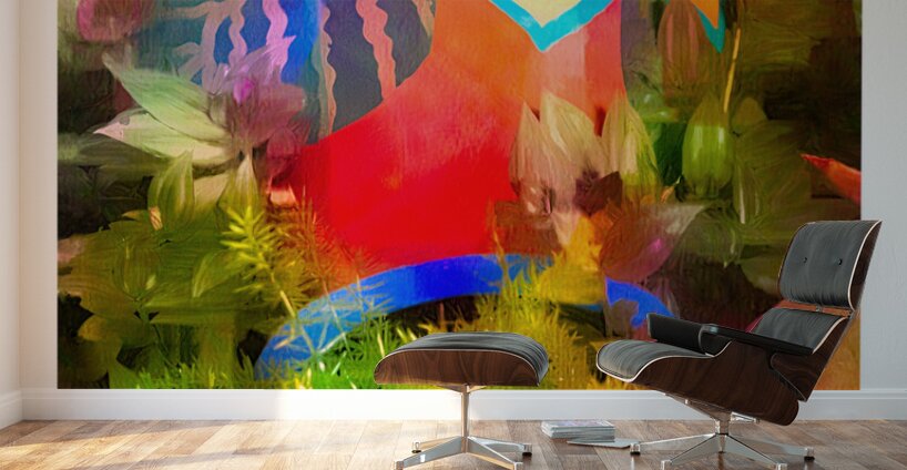 Painted Garden Vase Wall Murals