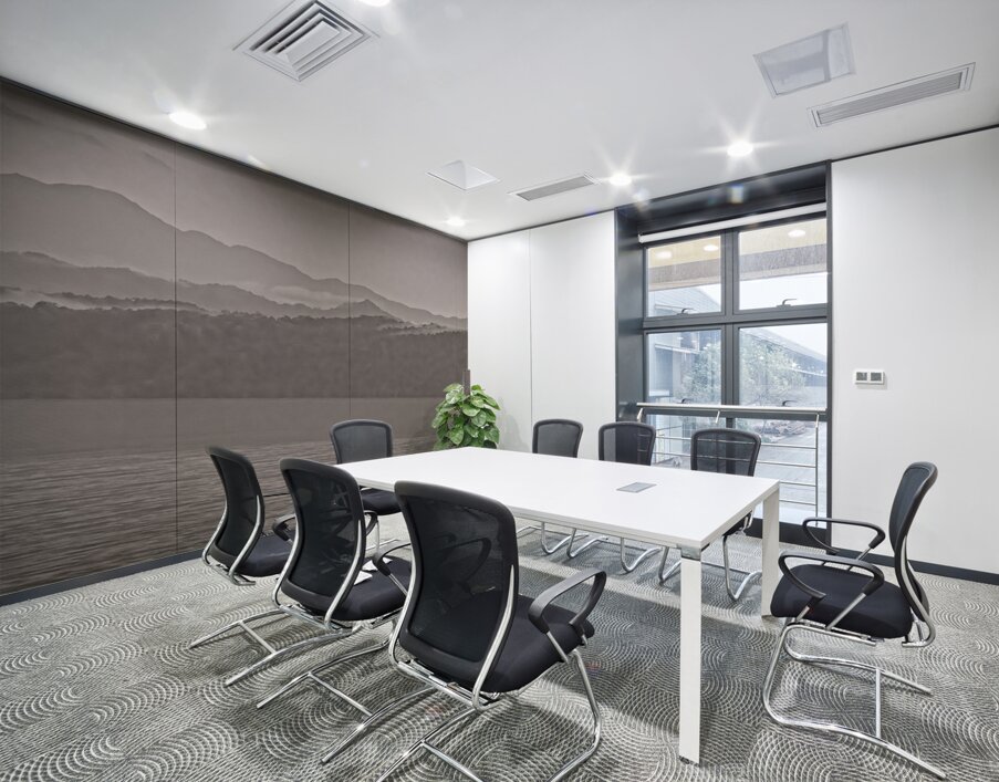 Mountain Silhouettes Over Still Water Wall Printing