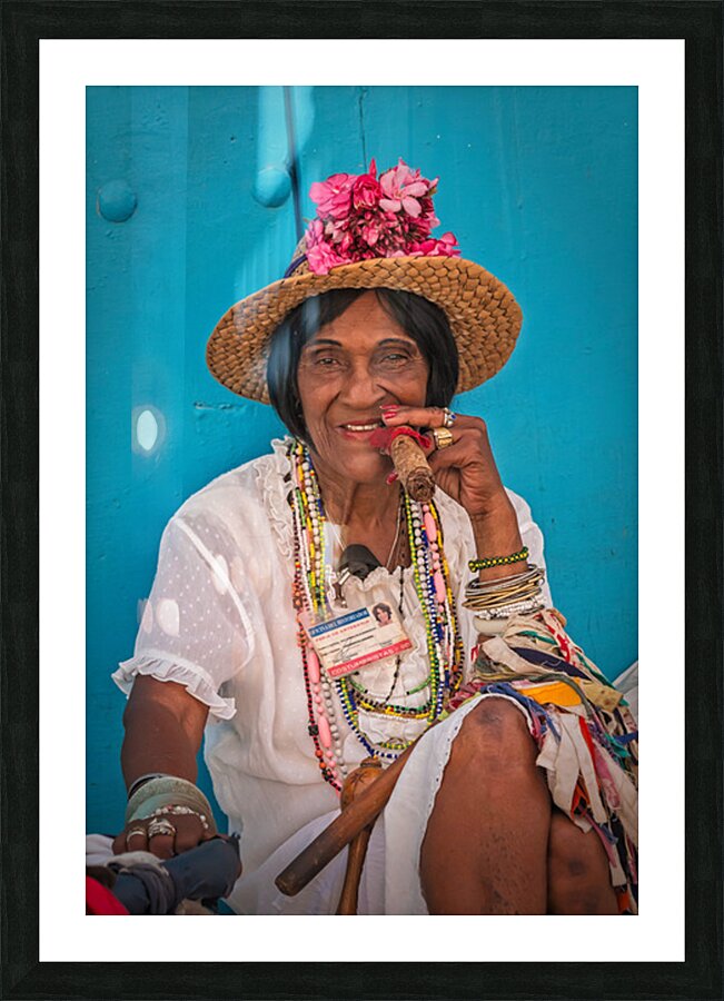 Lady in White With Cigar Picture Frame print