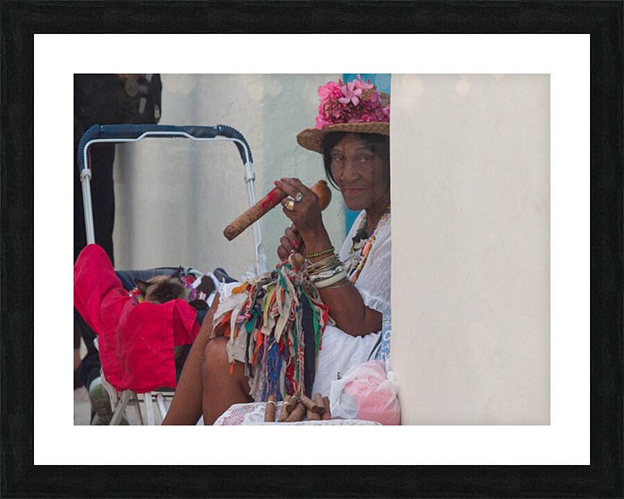 Woman With Cigar by the Wall Picture Frame print