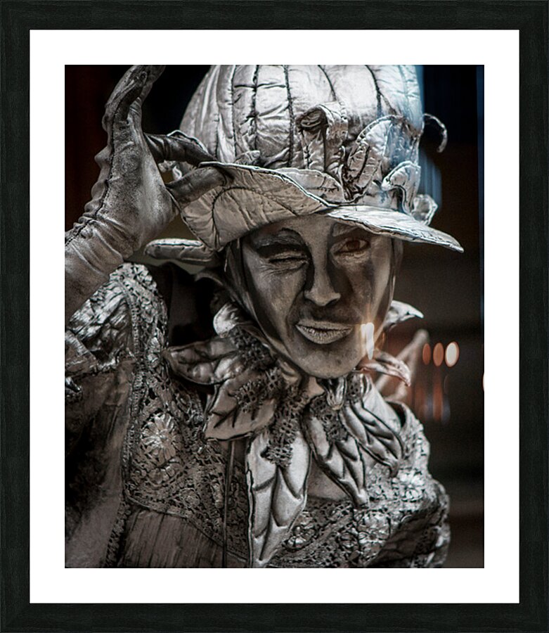 Silver Living Statue Portrait Picture Frame print