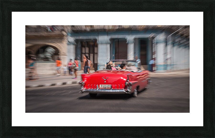 Red Classic Car in Motion Picture Frame print