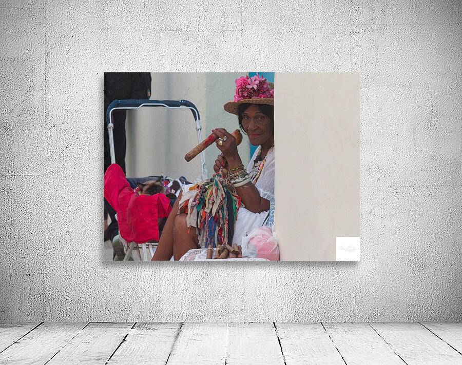 Woman With Cigar by the Wall Wall Preview