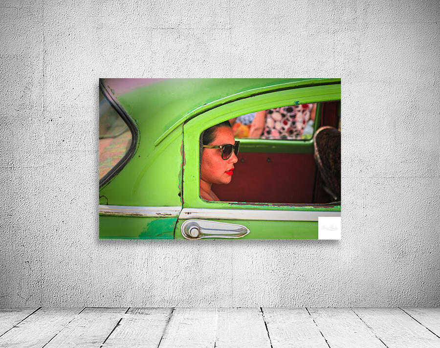 Woman in Green Car Window Wall Preview