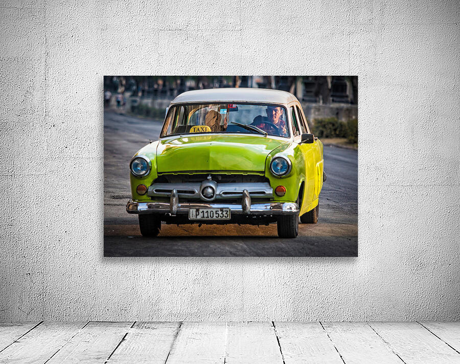 Lime-Green Vintage Taxi Wall Preview