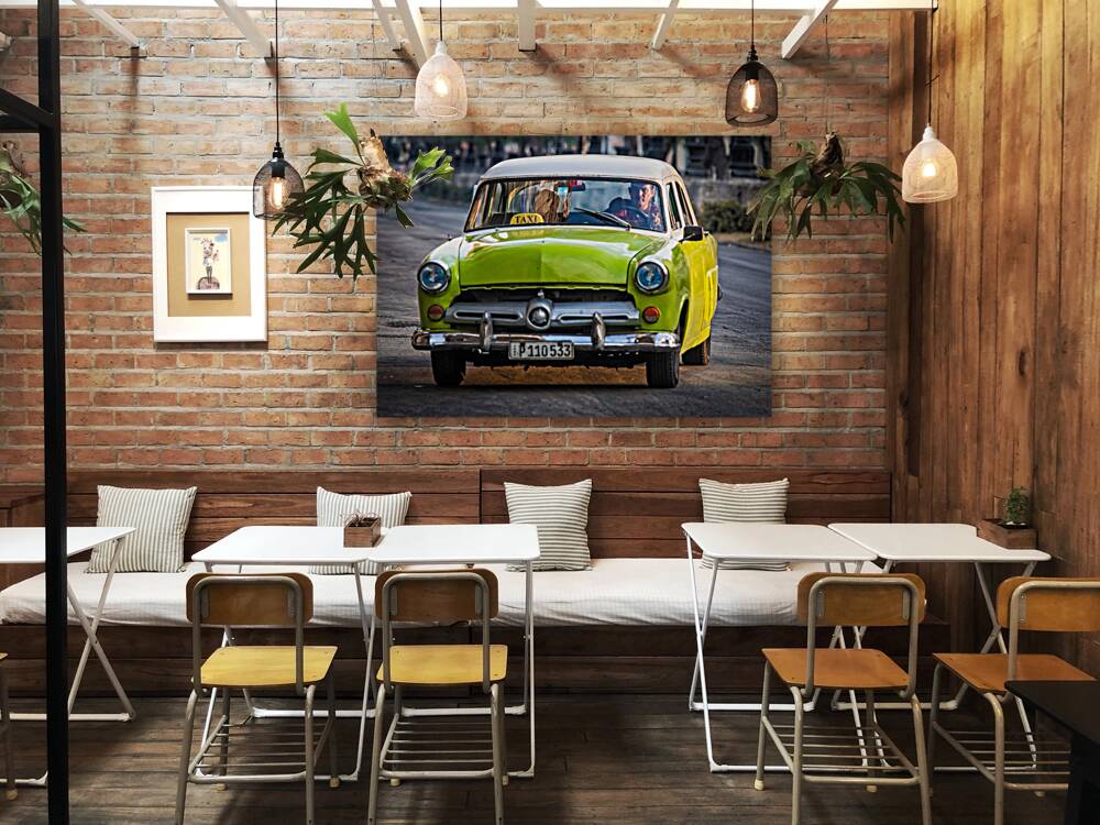 Lime-Green Vintage Taxi Reproduction