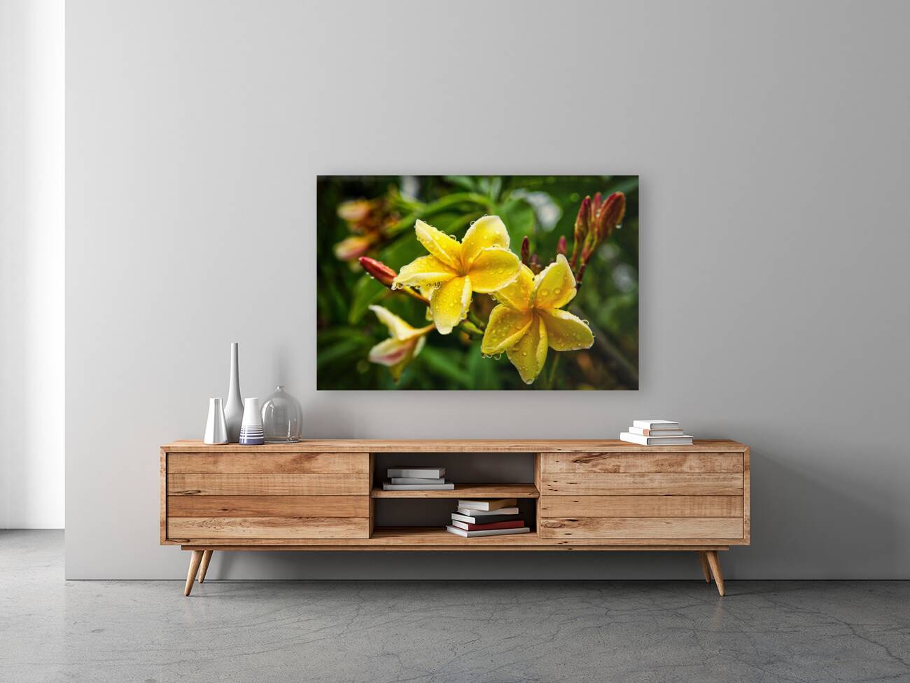 Yellow Plumeria After Rain Reproduction