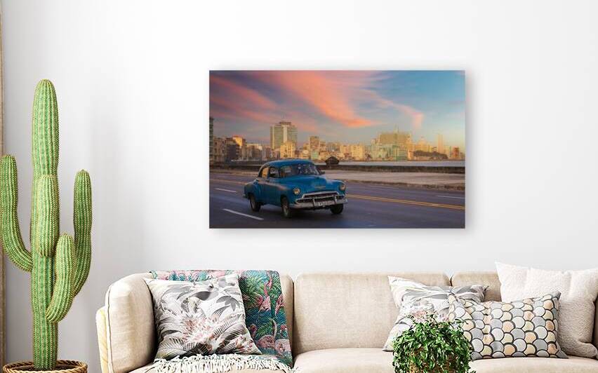 Classic Blue Car on the Malecon by Chirag Pandya