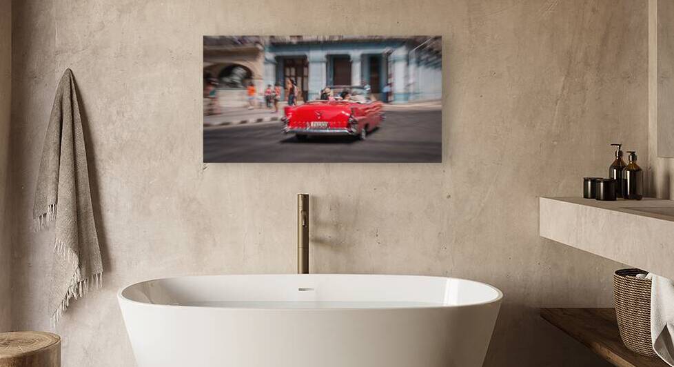 Red Classic Car in Motion by Chirag Pandya