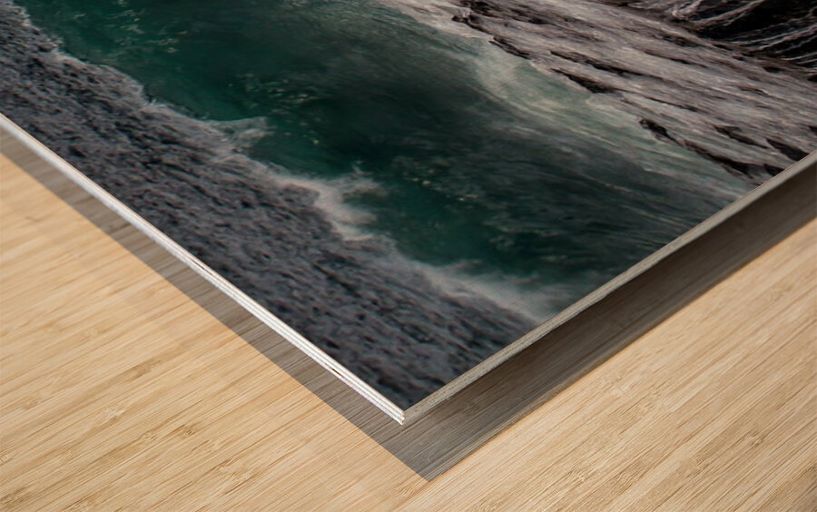 Ocean Wave Over Rock Shelf Wood print