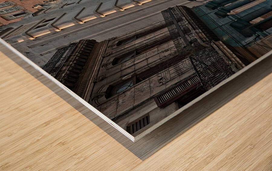 Blue Car at Sunrise Wood print