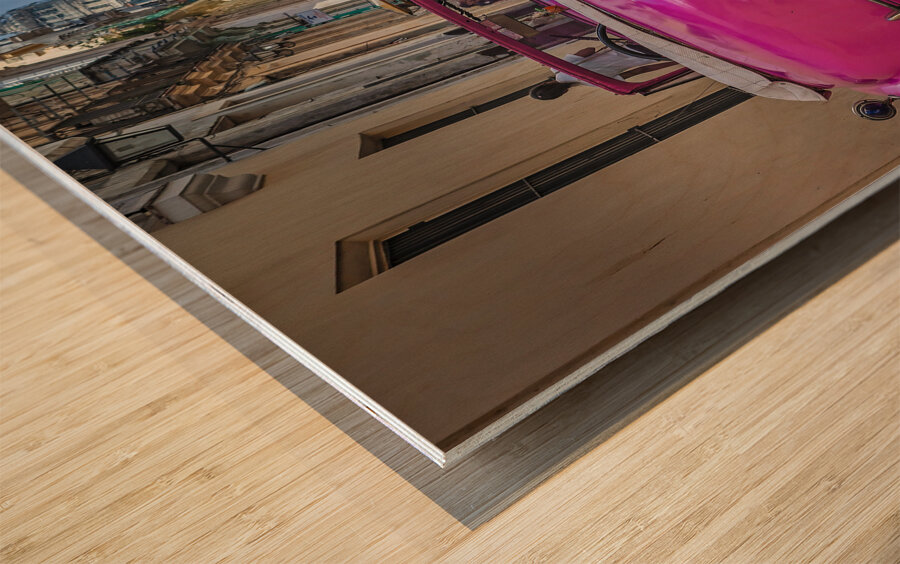 Washing the Pink Convertible Wood print