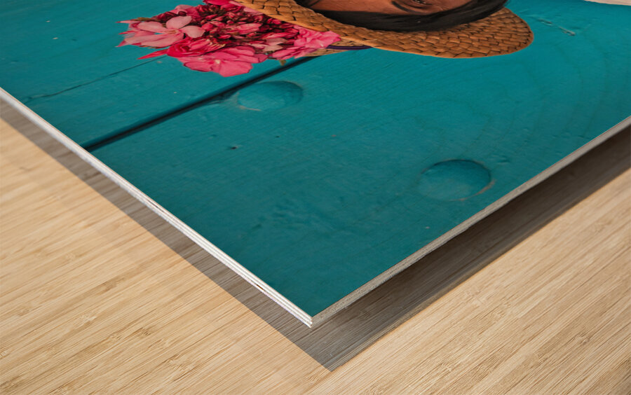 Lady in White With Cigar Wood print