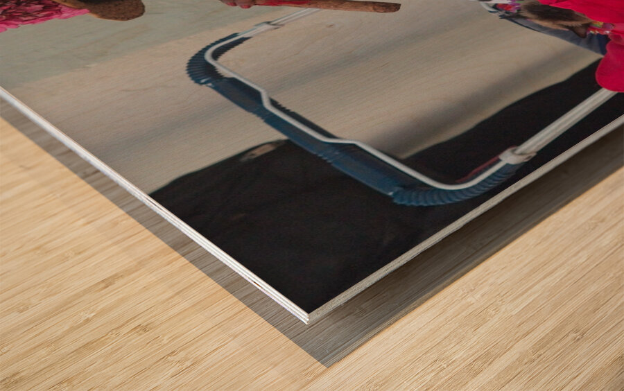 Woman With Cigar by the Wall Wood print