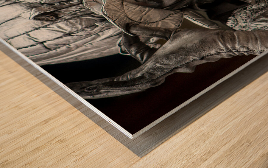 Silver Living Statue Portrait Wood print