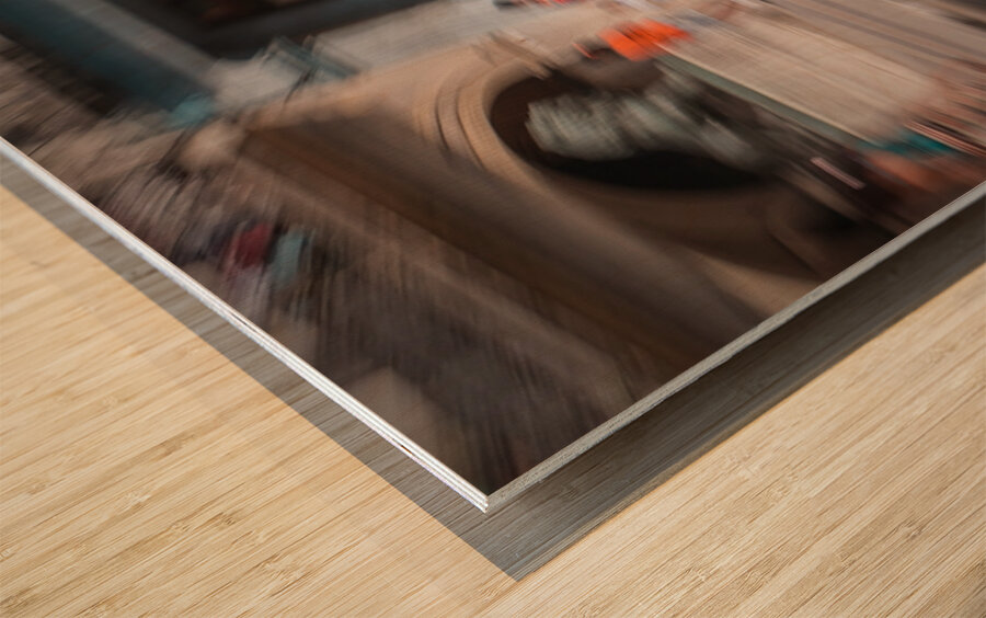 Red Classic Car in Motion Wood print