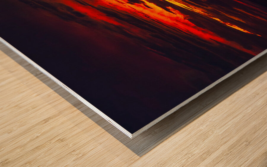 Inferno on the Water Wood print