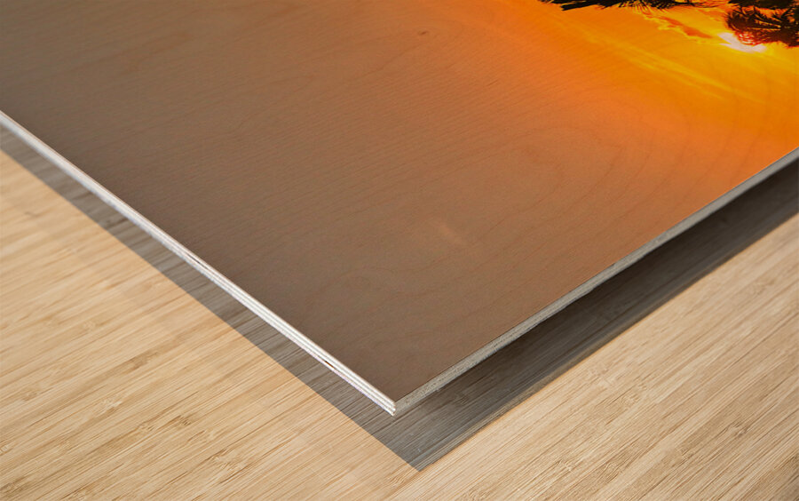 Golden Reflections at Sunset Wood print